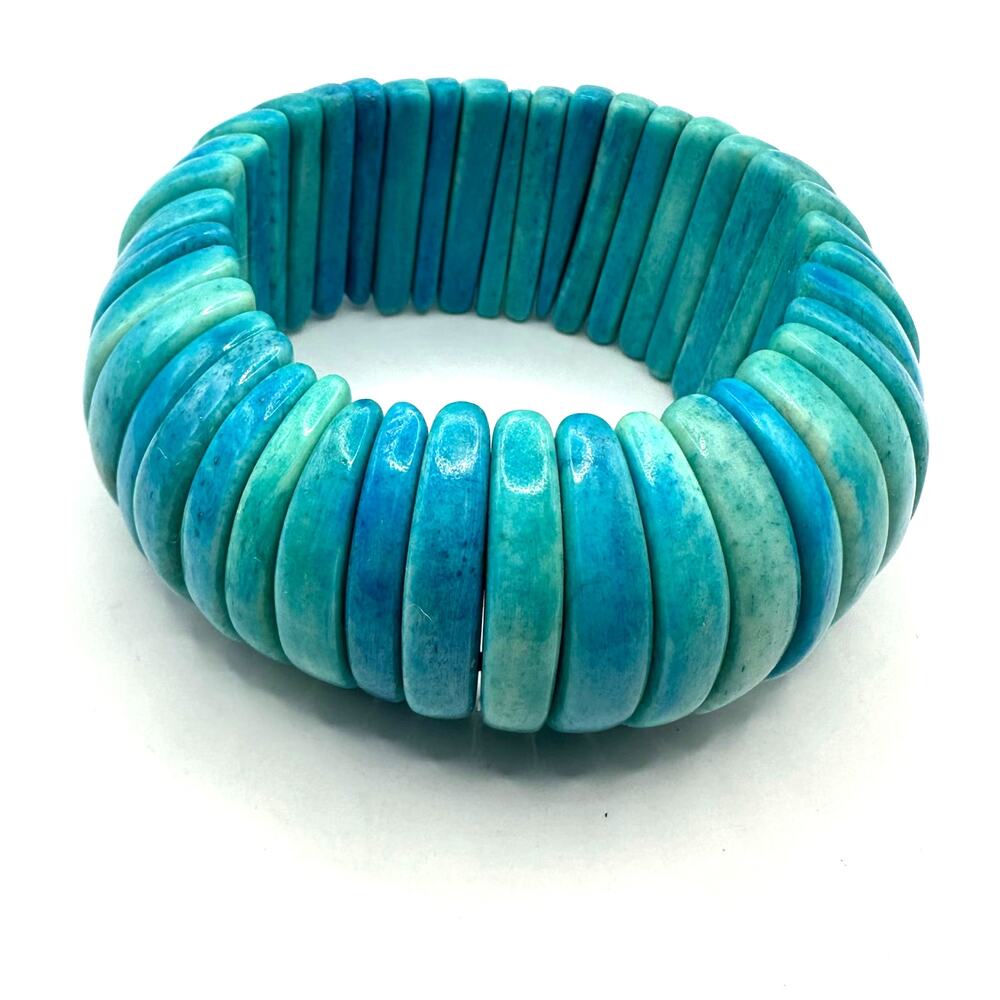 Faux Turquoise Bracelet Blue Wide Chunky Boho Western Southwestern Jewelry